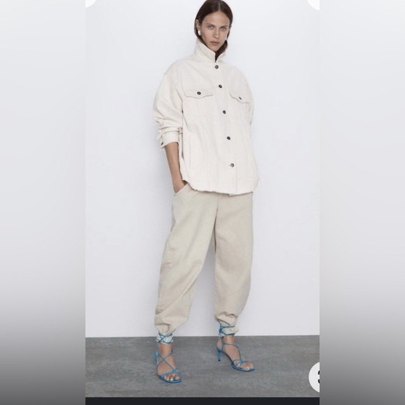 Zara Oversized Corduroy Shacket Jacket Size XS. Rough Hem. - Picture 2 of 9